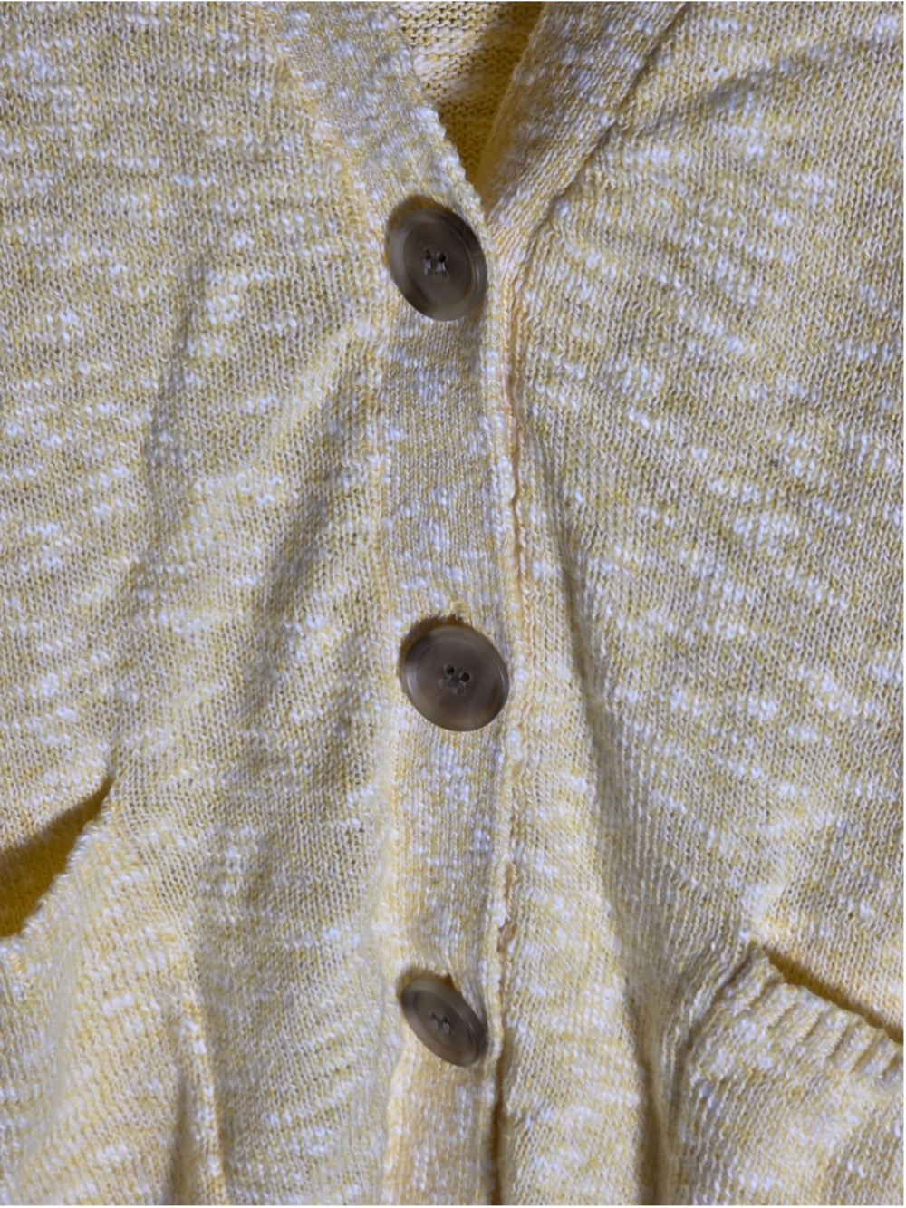 Women's J.Crew Cardigan Sweater XL Yellow White V-Neck Button Front cottagecore - Picture 4 of 7